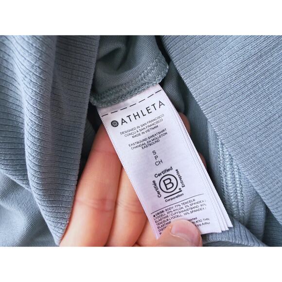 Athleta EastBound V-Neck Pullover Sweatshirt Teal Small Lightweight Layer Lounge - Picture 10 of 10